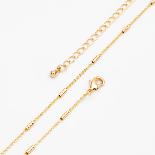 Gold/ Silver Tone Tube Beaded Chains, Finished Bracelet/ Anklet/ Necklace with Extender Chain, Ready to Wear (#LK-127)