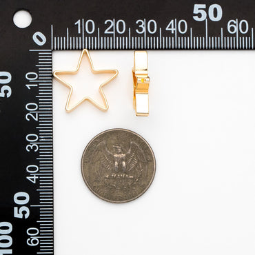 10pcs Gold plated Brass Star Bead Charms 20mm (GB-2871)