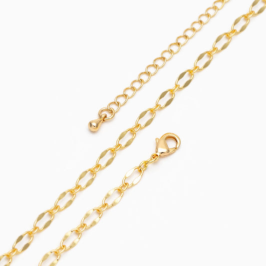 Gold Oval Chains 4mm, Finished Bracelet/ Anklet/ Necklace with Extender Chain, Ready to Wear (#LK-383)