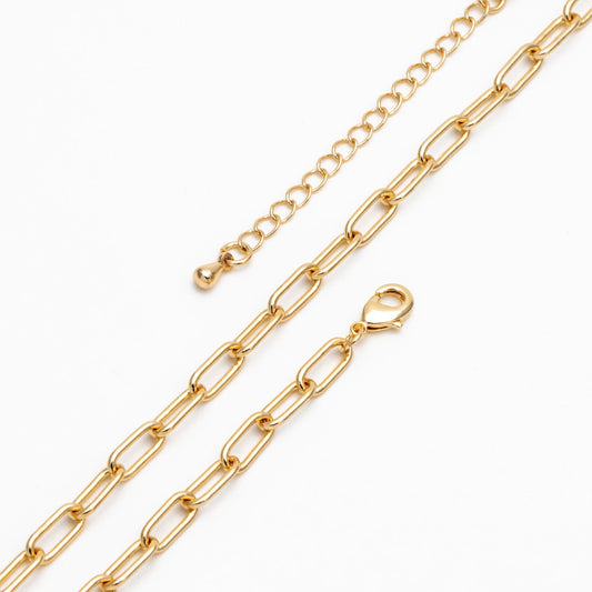 Gold/ Silver Oval Cable Chains 4mm, Finished Bracelet/ Anklet/ Necklace with Extender Chain, Ready to Wear (#LK-446)