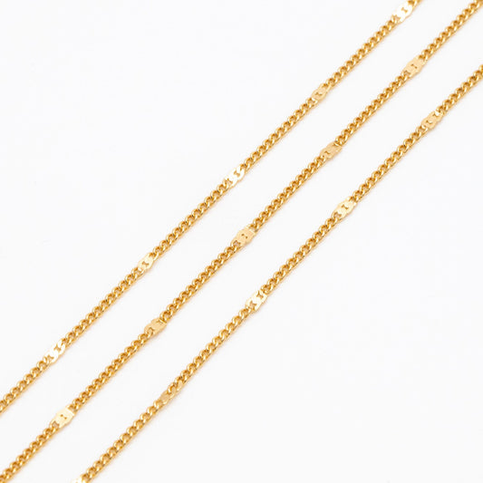 Dainty Gold/ Rhodium plated Brass Curb Chains, 1.3mm Delicate Thin Chains with 1.8mm Flat Links (#LK-128)/ 1 Meter=3.3 ft