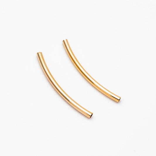20pcs Gold/ Silver Curved Tube Beads 29x2mm , Real Gold/ Rhodium plated Brass Tube Spacers (GB-046-C)