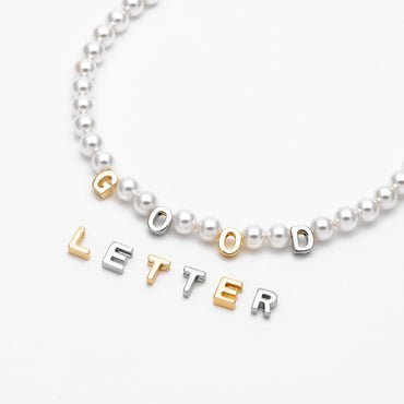 10pcs Gold/ Silver Alphabet Charms 6mm, English Letter Beads, 18K Gold/ Rhodium plated Brass, You Choose Letter (GB-1927)