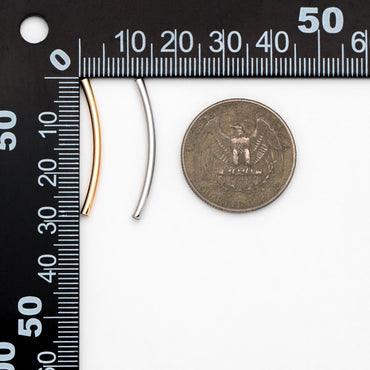 20pcs Gold/ Silver Curved Tube Beads 29x2mm , Real Gold/ Rhodium plated Brass Tube Spacers (GB-046-C)