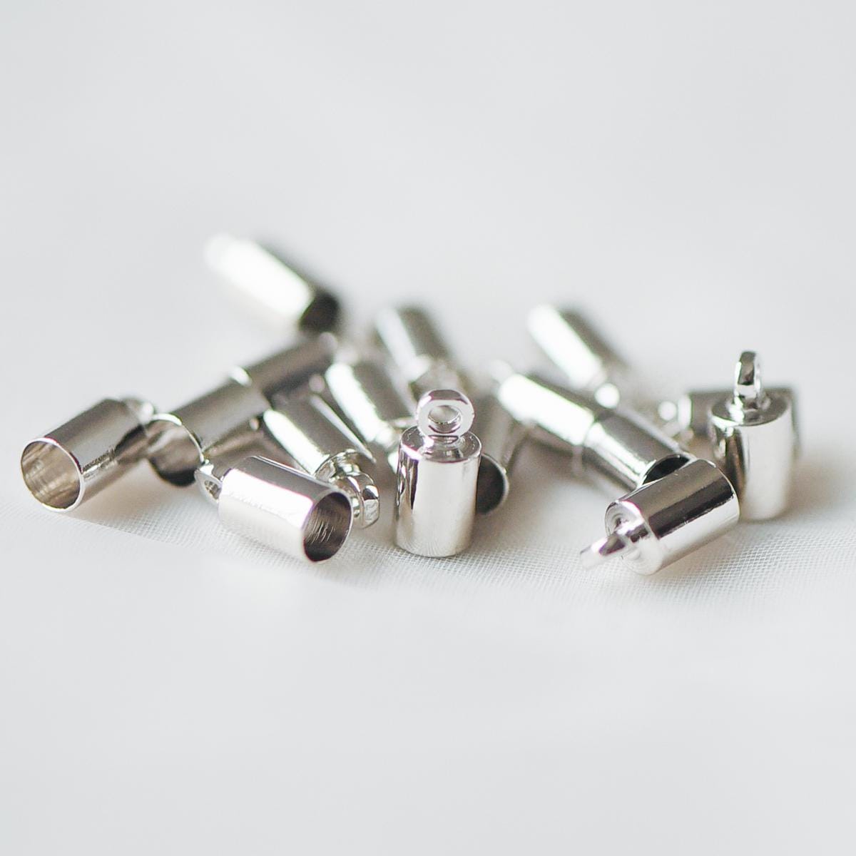 20pcs Gold/ Silver Tone Barrel Cord End Caps, 1.5/ 2/ 3/ 4.5/ 6/ 8mm Multi Size, Glue on End Caps for Leather Tassel Chain (GB-095)