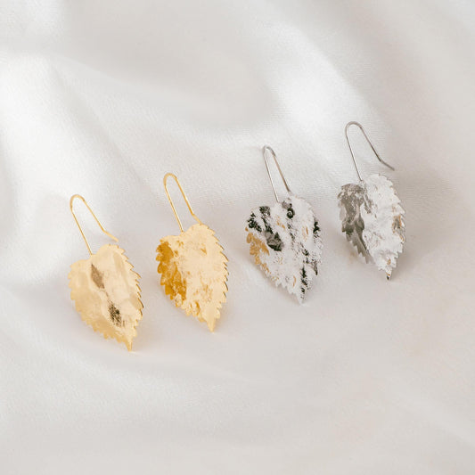 4pcs Gold/ Silver Tone Leaf Ear Hooks, Simple Earwires Earring Components (GB-3323-A)