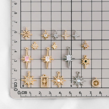 10pcs Gold/ Silver Tone North Star Charm, 18K Gold/ Rhodium plated Brass Mini Star Pendants (GB-924)