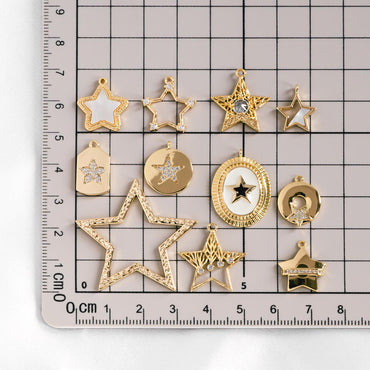 4pcs Gold Star Charm, Earring Findings, Jewelry Making, Diy Material, Jewelry Supplies (GB-2900)