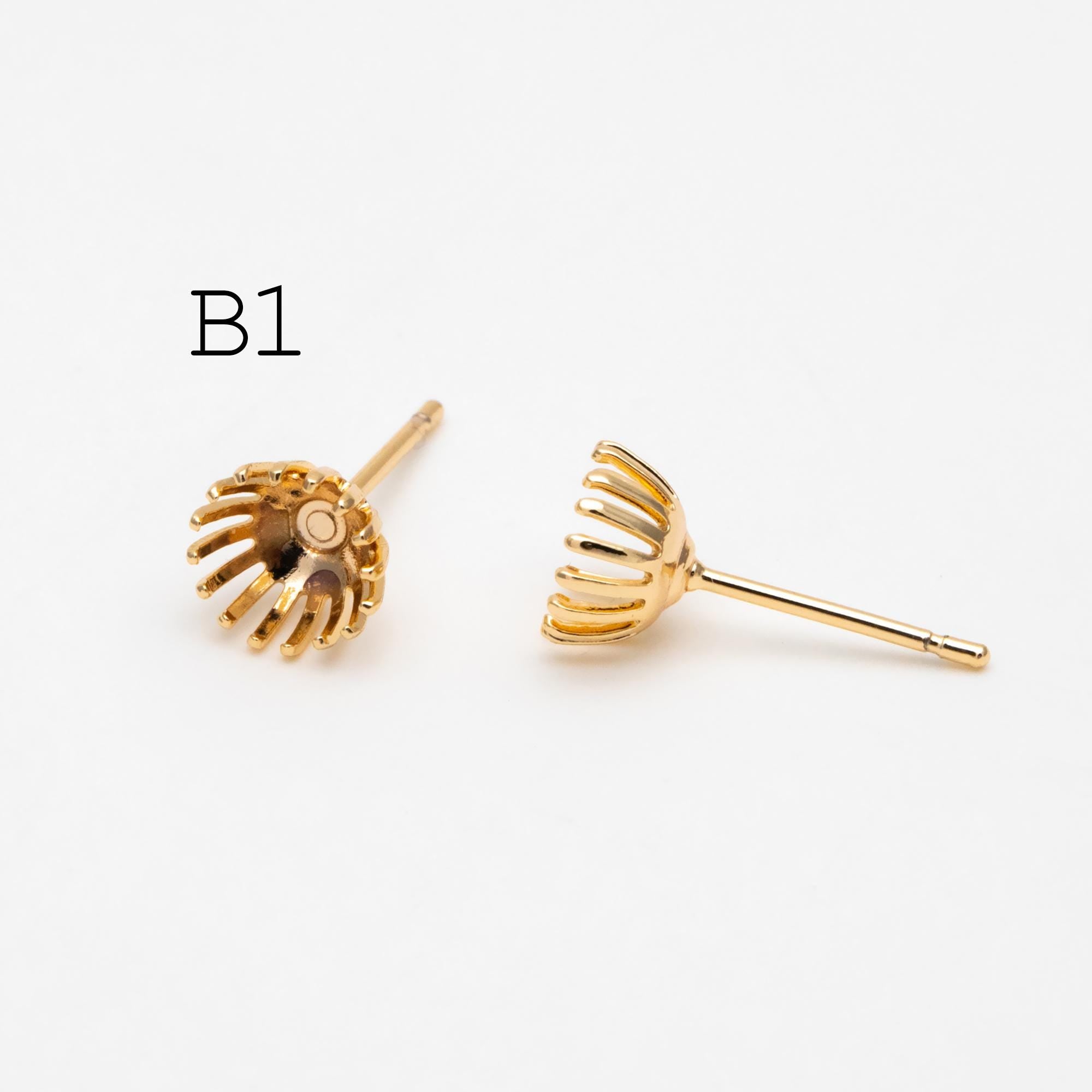 10pcs Gold/ Silver Tone Earring Post Studs with 5.5mm Pad (GB-267)