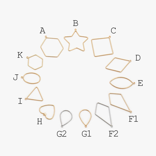 10pcs Gold/ Silver Tone Geometric Charms, 18K Gold/ Rhodium plated Brass Link Pendants, Teardrop Square Rhombus Triangle Heart (GB-368)