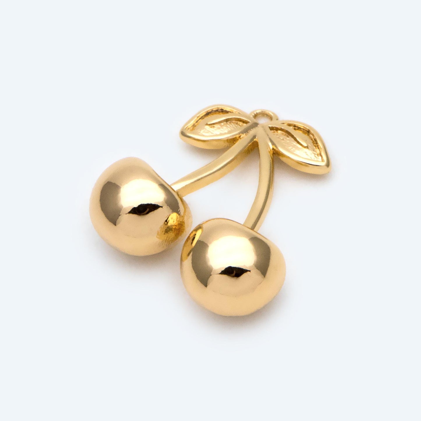 4pcs Gold Cherry Charms, Real Gold plated Brass, Cute Earring Charms (GB-2612)