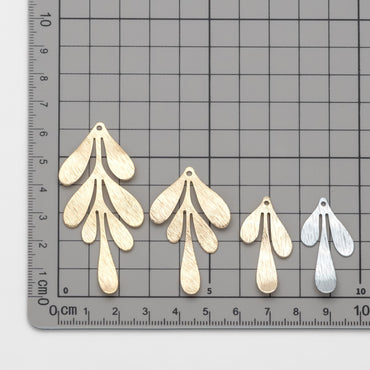 10pcs Brushed Gold/ Silver Leaf Charms , Real Gold/ Rhodium plated Brass, Lead Nickel Free (GB-467)