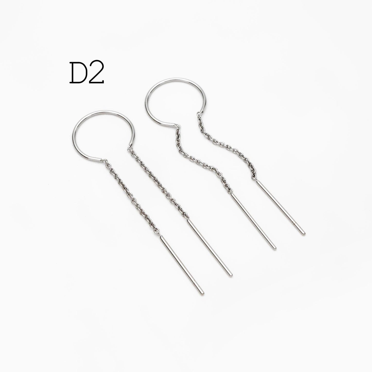 10pcs Gold/ Silver Ear Threader Earrings, Minimalist Style (GB-1735)