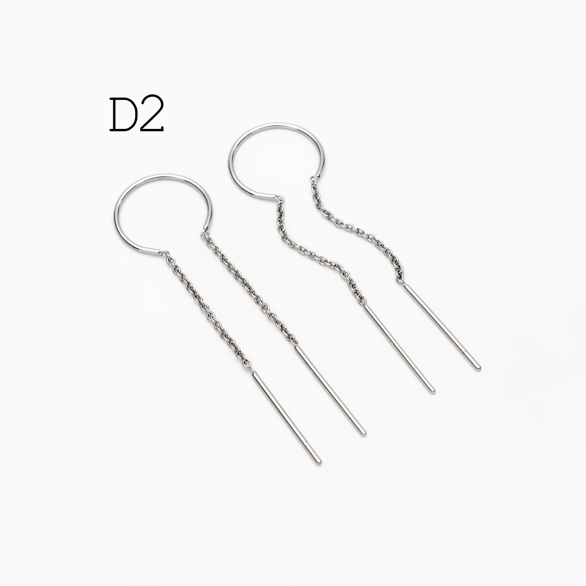 10pcs Gold/ Silver Ear Threader Earrings, Minimalist Style (GB-1735)