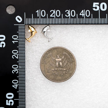 10pcs CZ Pave Gold/ Silver Tone Whale Earrings, 18K Real Gold/ Rhodium plated Brass, Cute Ocean Stud Earrings (GB-4460-G)