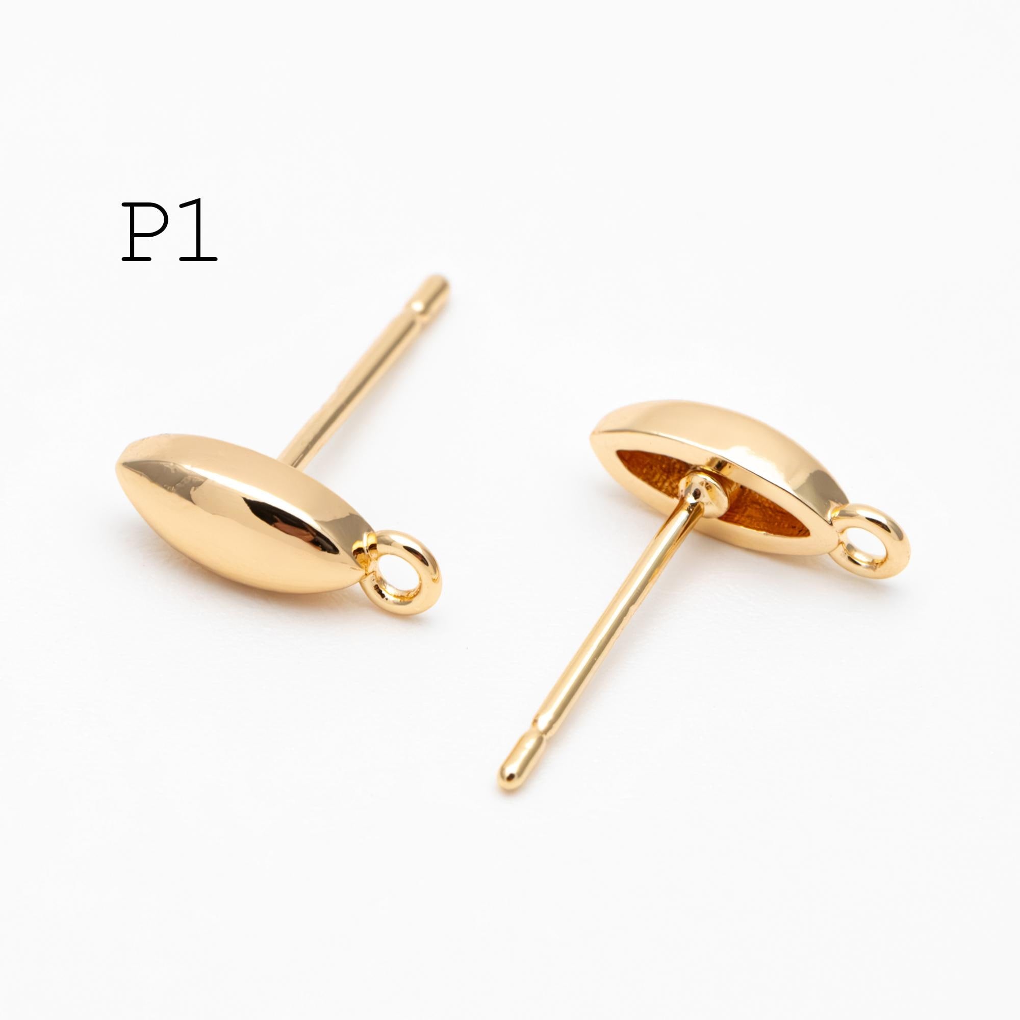 10pcs Gold/ Silver Marquise Ear Posts, Horse Eye Stud Earrings, Jewelry Making, Diy Material, Jewelry Supplies (GB-3722)