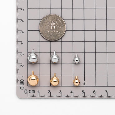 10pcs Gold/ Silver Tone Jingle Bell Charms, 6/ 8/ 10mm, Real Gold/ Rhodium plated Brass, Round Cat Bell Charms Can Ring (GB-192)
