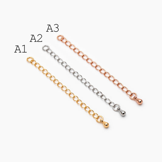 10pcs Gold/ Silver Tone Lobster Claw Clasps with Extender Chain , Gold/ Rhodium plated Brass, Necklace Bracelet Extension Chain (GB-100)