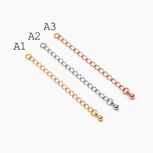 10pcs Gold/ Silver Tone Lobster Claw Clasps with Extender Chain , Gold/ Rhodium plated Brass, Necklace Bracelet Extension Chain (GB-100)