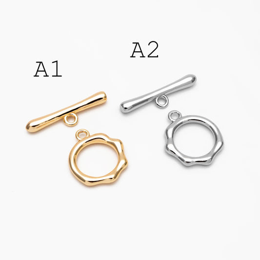 10 sets Gold/ Silver Tone Toggle Clasp, Real Gold/ Rhodium plated Brass, Close Clasp (#GB-1543)