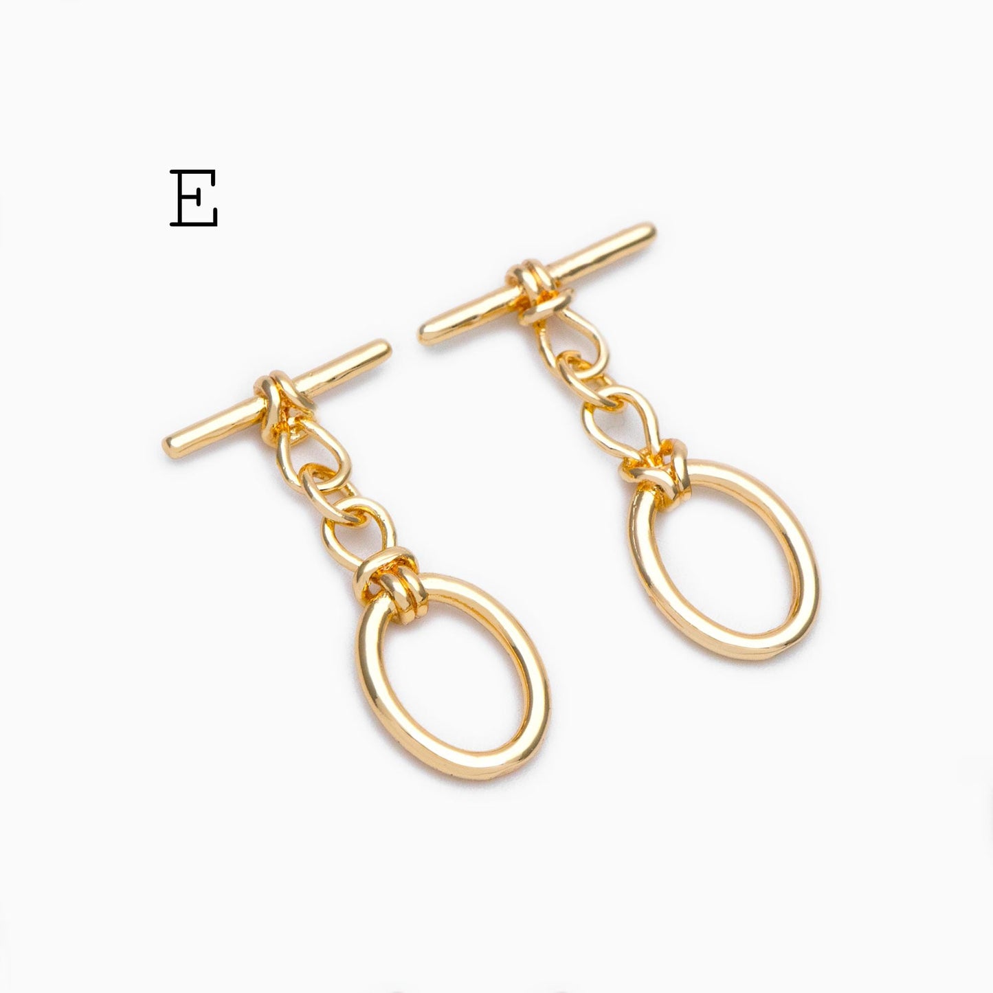 10 sets Gold/ Silver Tone Toggle Clasp, Real Gold/ Rhodium plated Brass, Close Clasp (#GB-1543)
