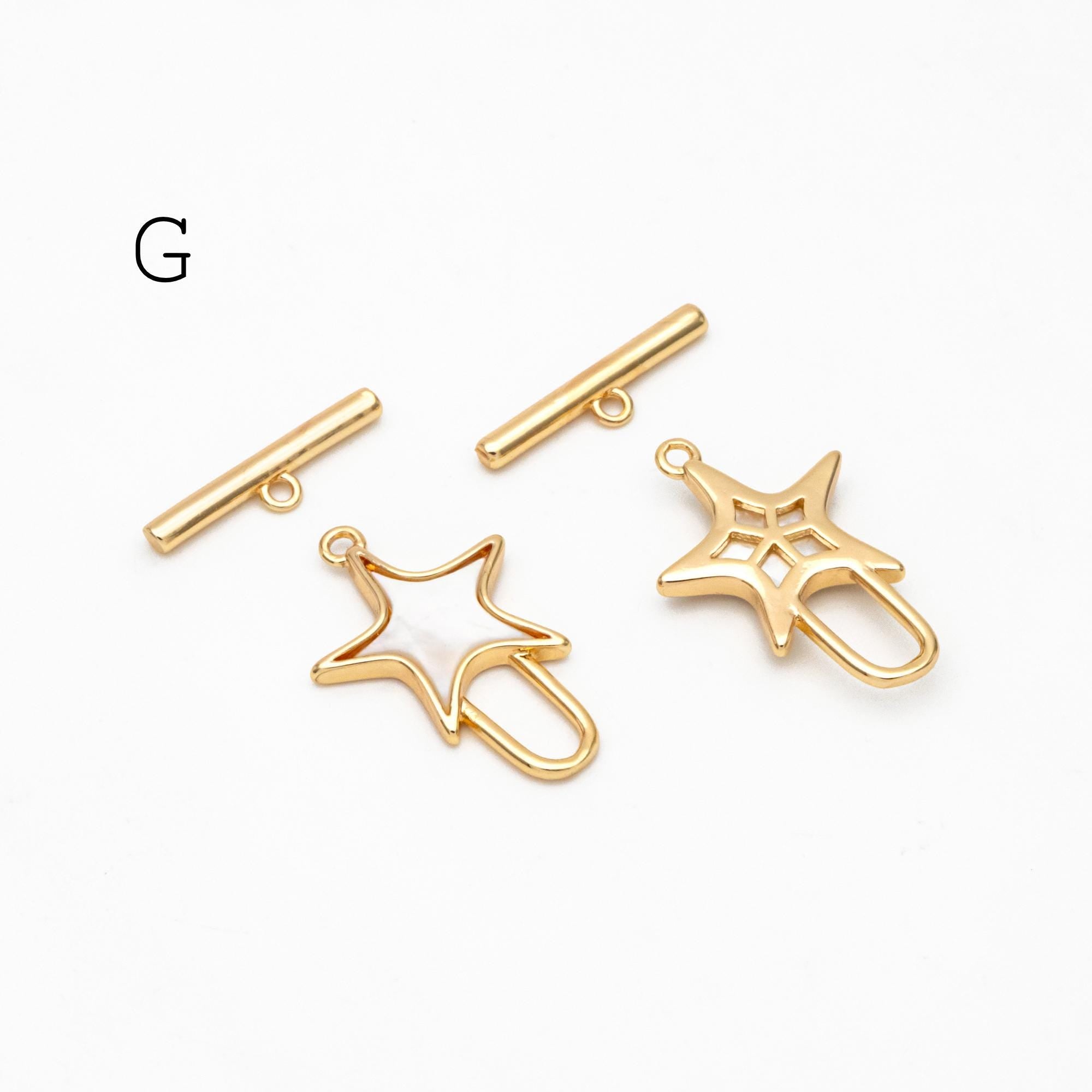 4pcs CZ Pave Gold Toggle Clasp, Jewelry Clasp, 18K Gold Plated, Close Clasp (GB-3544)