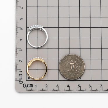 4pcs CZ Pave Finger Ring, Faux Pearl Ring, Gold/ Rhodium plated Brass, Gift for Her, Dainty Ring, Adjustable Ring (#JZ-016-A)