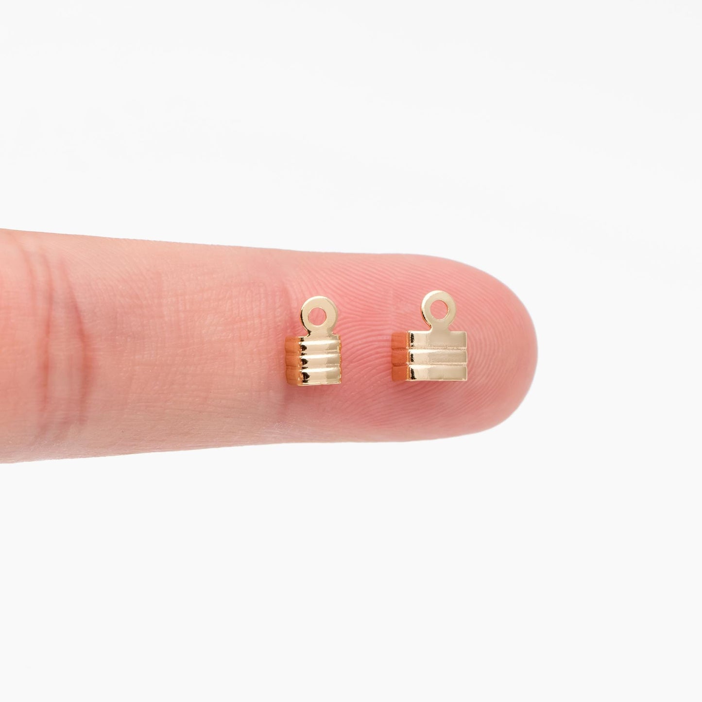 20pcs Gold Flat Cords Crimp End, Gold plated Brass, Cord Finding for Jewelry Making (GB-4661)