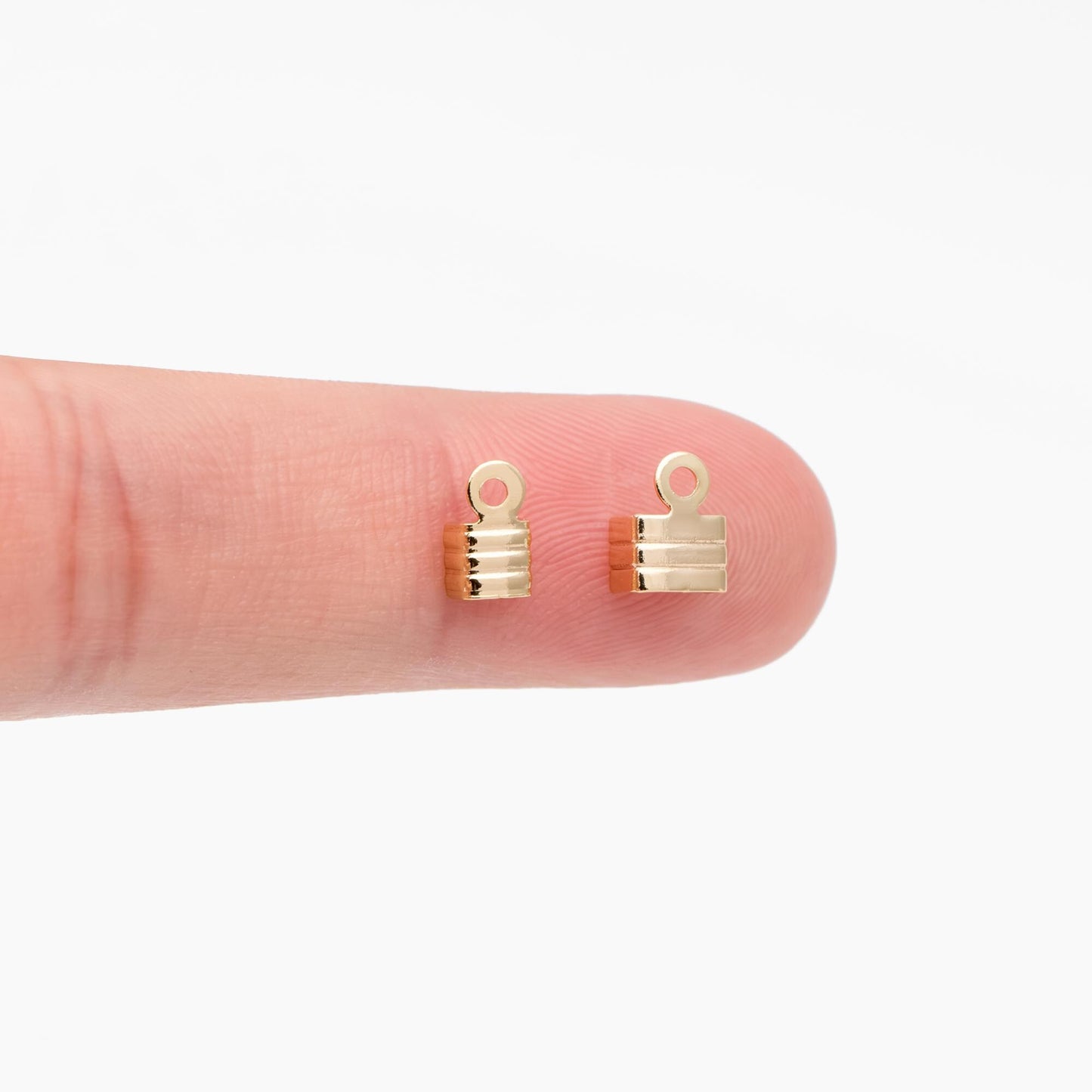 20pcs Gold Flat Cords Crimp End, Gold plated Brass, Cord Finding for Jewelry Making (GB-4661)