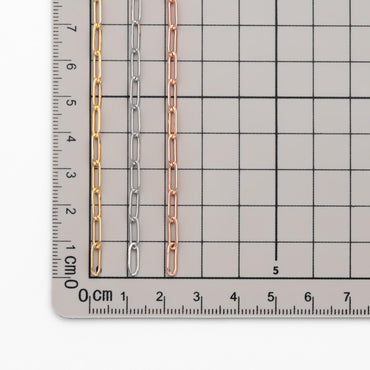 Paperclip Chain Chain, Gold/ Rhodium (silver)/ Rose Gold, Oval Link 3.2x9mm, Long Cable Chain (#LK-272)/ 1 Meter=3.3ft