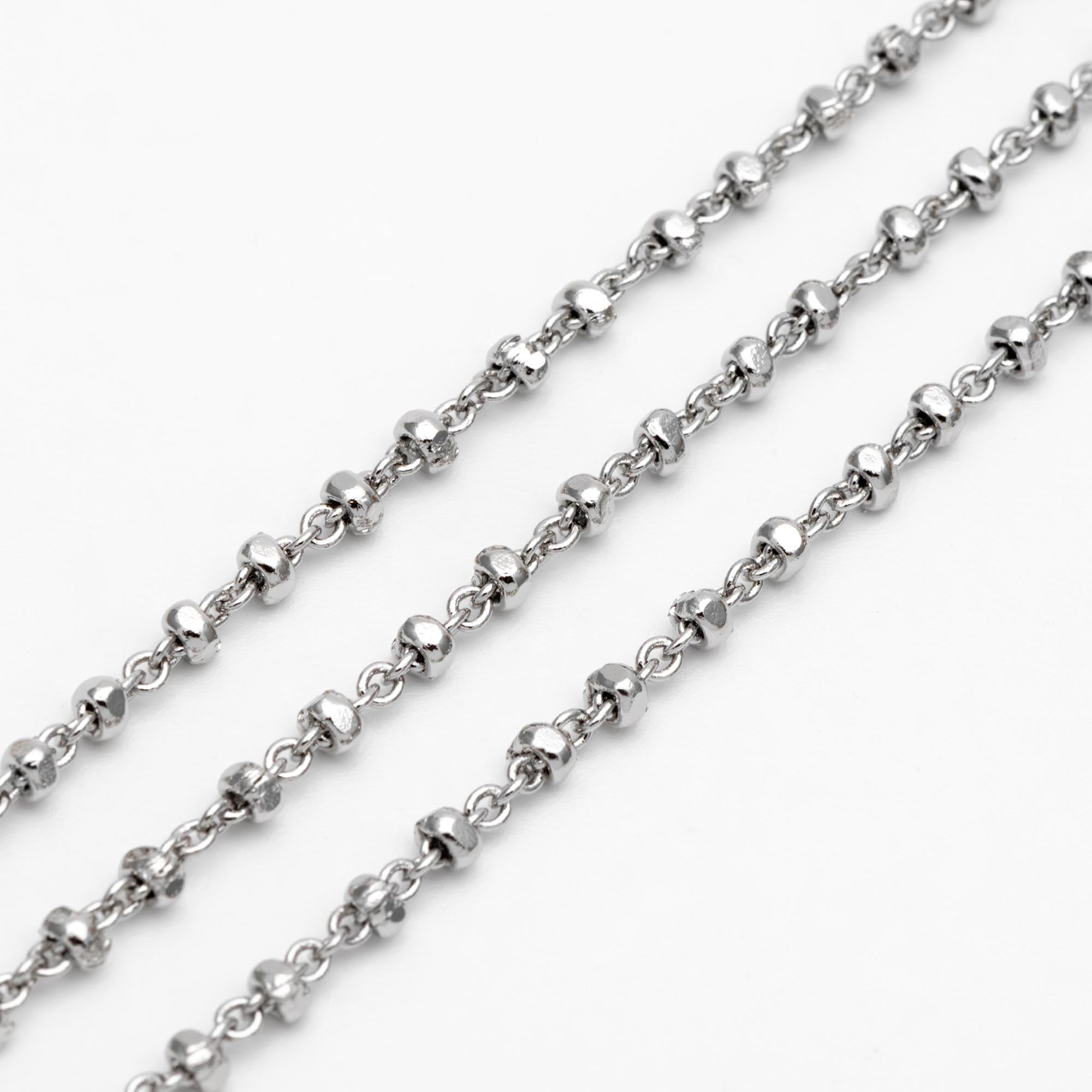 Gold/ Rhodium plated Brass Bead Chains 2.6mm, Dainty Beaded Cable Chain, Necklace Chain Wholesale (#LK-335)/ 1 Meter=3.3 ft