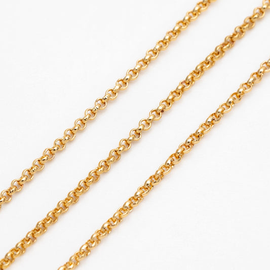 Gold/ Rhodium Plated Brass Chains 1.6mm, Round Cable Linked Chains, DIY Chain Wholesale (#LK-347)/ 1 Meter=3.3 ft