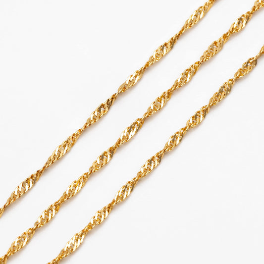 Gold/ Silver/ Rose Gold Twisted Chains 1.8mm, Flat Curb Chain Findings (#LK-427)/ 1 Meter=3.3 ft