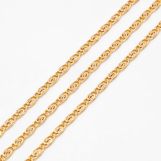 Gold plated Brass Link Chains 2.5mm, Floral Specialty Chains for DIY Necklace (#LK-326)/ 1 Meter=3.3 ft
