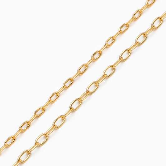 Flat Oval Cable Chains 2.3/ 3mm, 18K Gold/ Rhodium plated Brass, Craft DIY Jewelry Chain Wholesale (#LK-333)/ 1 Meter=3.3 ft
