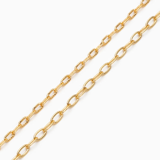 Flat Oval Cable Chains 2.3/ 3mm, 18K Gold/ Rhodium plated Brass, Craft DIY Jewelry Chain Wholesale (#LK-333)/ 1 Meter=3.3 ft