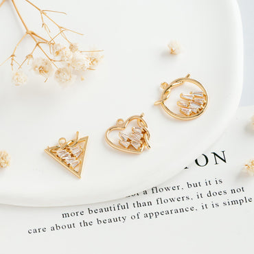 4pcs Gold Knot Triangle/ Circle/ Heart Charms, Earring Findings, Jewelry Making, Diy Material, Jewelry Supplies (GB-2125)