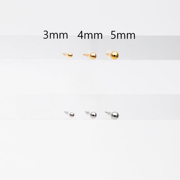 20pcs Gold/ Silver tone Ball Stud Earrings 3/ 4/ 5mm, Gold/ Rhodium plated Brass Simlpe Earring (GB-1479)