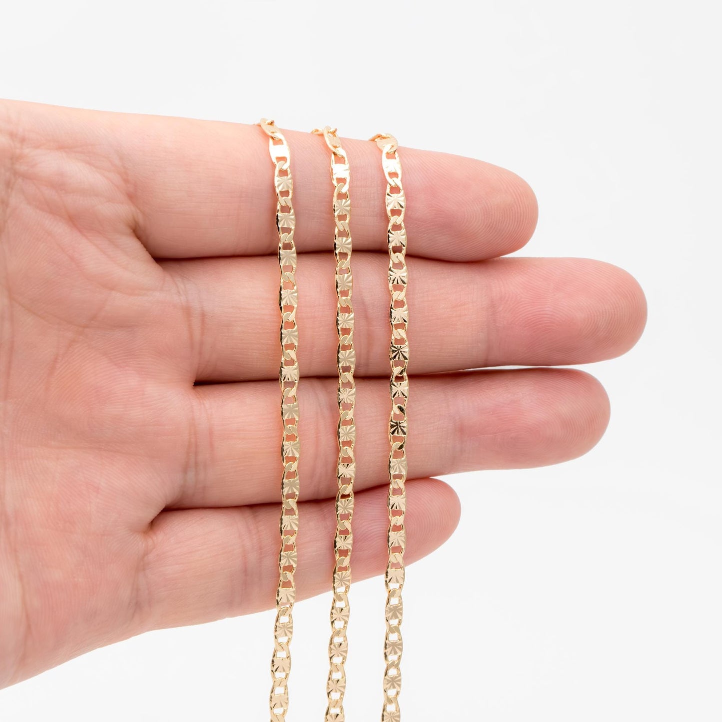 Gold plated Brass Link Chains 3mm, Floral Specialty Chains for DIY Necklace (#LK-324)/ 1 Meter=3.3 ft