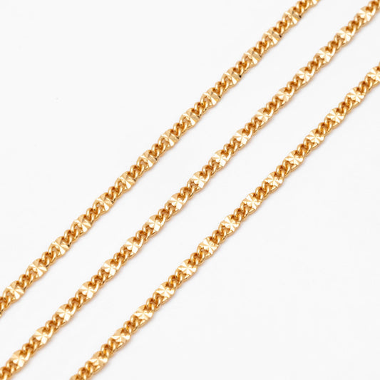 Gold/ Silver Flat Chain, 18K Gold/ Rhodium plated Chain Bulk, Gold Chain Wholesale (#LK-328)/ 1 Meter=3.3 ft