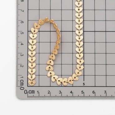 Gold plated Brass Stardust Heart Chain 7mm, Decorative Chain, Designer Chain (#LK-422)/ 1 Meter=3.3ft