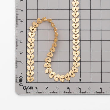 Gold plated Brass Stardust Heart Chain 7mm, Decorative Chain, Designer Chain (#LK-422)/ 1 Meter=3.3ft