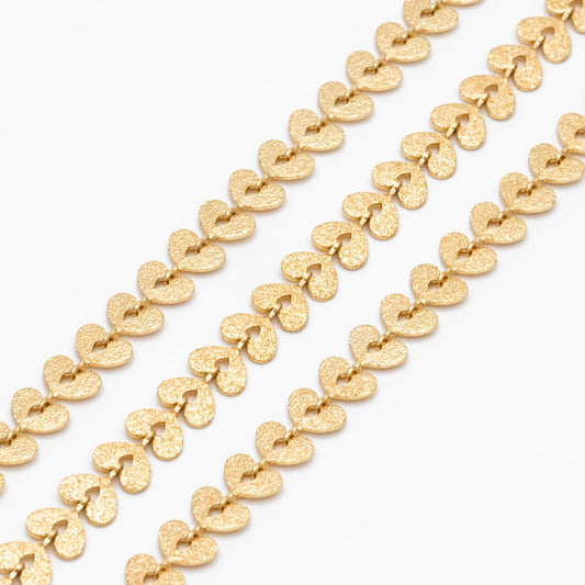 Gold plated Brass Stardust Heart Chain 7mm, Decorative Chain, Designer Chain (#LK-422)/ 1 Meter=3.3ft
