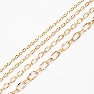 Gold plated Brass Cable Chains, 2/ 2.5 / 3.4 /4.8mm, DIY Necklace Components Wholesale, (#LK-289)/ 1 Meter=3.3 ft