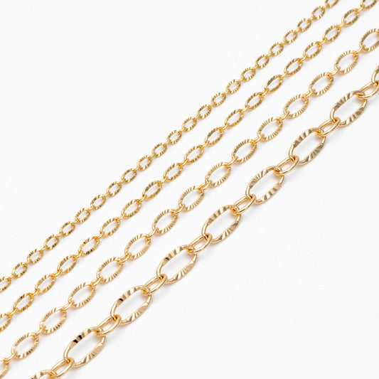 Gold plated Brass Cable Chains, 2/ 2.5 / 3.4 /4.8mm, DIY Necklace Components Wholesale, (#LK-289)/ 1 Meter=3.3 ft