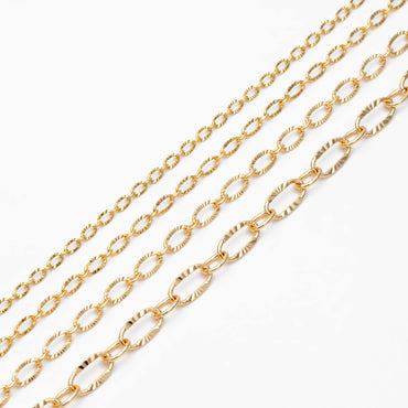Gold plated Brass Cable Chains, 2/ 2.5 / 3.4 /4.8mm, DIY Necklace Components Wholesale, (#LK-289)/ 1 Meter=3.3 ft