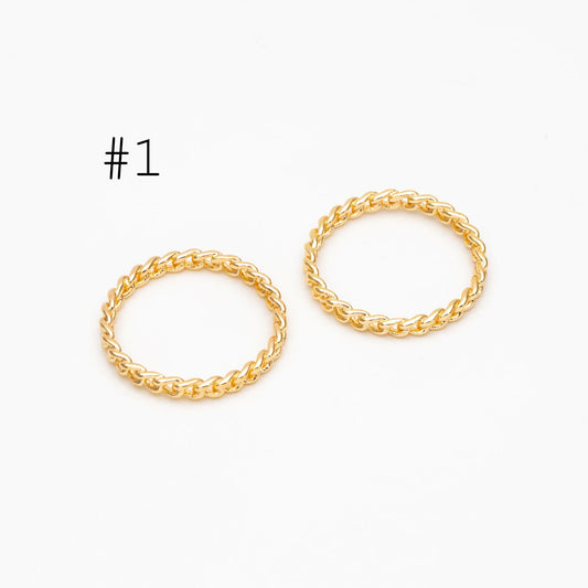4pcs Gold/ Silver tone Ring 20mm Round, Gold/ Rhodium plated Brass, Closed Dangle Circle Charm Connectors (#JZ-036)