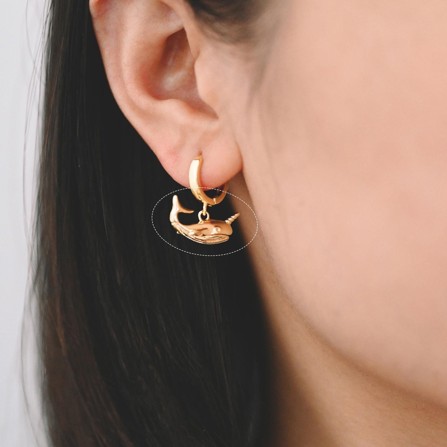 4pcs CZ Pave Gold Whale charm, 18K Real Gold plated Brass, 3D Whale Charm, Whale pendant (GB-2560)