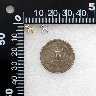 10pcs Gold/ Silver Tone Dog Earrings, 18K Gold/ Rhodium Plated Brass, Minimalist Balloon Dog Stud Earring (GB-4665)