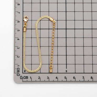 Gold plated Brass Flat Box Chain 2mm, Adjustable Bracelet/ Anklet/ Necklace, Ready to Wear (#LK-410)